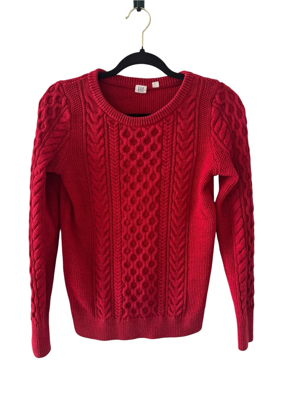 GAP 100% cotton Cable Knit Red  Crewneck Sweater size Small